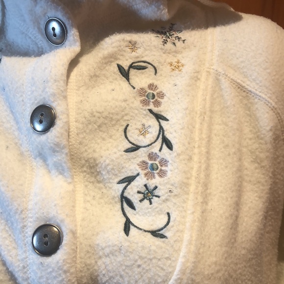 White Stag Collection M Ladies Hooded Sweatshirt With Floral Flower Embroidery - Picture 2 of 4